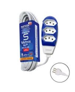 Extensão elétrica 3x0,75mm 5M NATICON