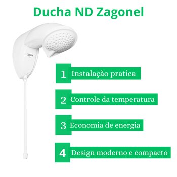Ducha Nd Zagonel 220v Chuveiro Eletrônico 7700w Branco